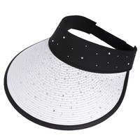 CRYSTAL STUDDED PAPER BRAID DECORATIVE VISOR HAT