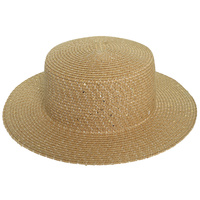 DRESSY WIDE FLAT BRIM PATTERNED WOVEN STRAW HAT