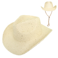 FASHION SEQUIN WIDE BRIM STRAW WOVEN COWBOY HAT