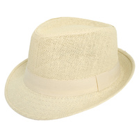 FASHION STRAW WOVEN PANAMA FEDORA HAT