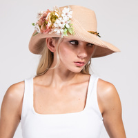 FASHION WIDE BRIM FLOWER PAPER BRAID SUN HAT