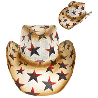 FASHION WESTERN STAR PRINT PAPER BRAID COWBOY HAT