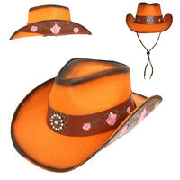 FASHION WESTERN FLORAL STRAW COWBOY HAT