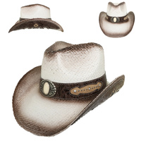 WESTERN RHINESTONE EMBELLISHED STRAW COWBOY HAT