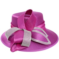 JEWELED LOOPED BOW SATIN BRAID HAT