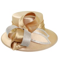 JEWELED LOOPED BOW SATIN BRAID HAT