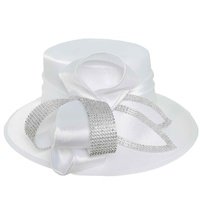 JEWELED LOOPED BOW SATIN BRAID HAT