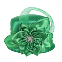 JEWELED FLOWER BOW SATIN BRAID HAT