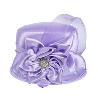 JEWELED FLOWER BOW SATIN BRAID HAT