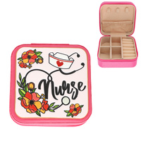 FLORAL NURSE THEMED TOOLED LEATHER JEWELRY BOX