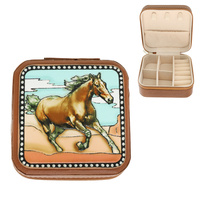 WESTERN WILD MUSTANG TRAVEL LEATHER JEWELRY BOX