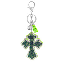 ORTHODOX CROSS JEWELED KEYCHAIN