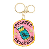 EDUCATED DRUG DEALER BEAD EMBROIDERED KEYCHAIN