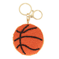 GAME DAY BASKETBALL BEAD EMBROIDERED KEYCHAIN