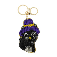 HALLOWEEN BEWITCHED BLACK CAT KEYCHAIN