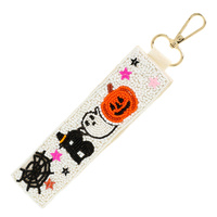 HALLOWEEN BOO DECORATIVE SEED BEAD KEYCHAIN