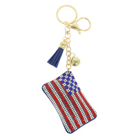 PATRIOTIC FLAG CHARM TASSEL KEYCHAIN