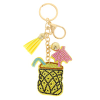 RHINESTONE PAVE TROPICAL DRINK KEYCHAIN