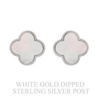 GOLD PLATED MOTHER OF PEARL QUATREFOIL EARRINGS