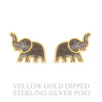 GOLD PLATED MOTHER OF PEARL ELEPHANT DROP EARRINGS