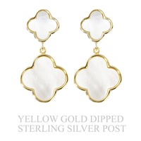 GOLD PLATED MOTHER OF PEARL QUATREFOIL EARRINGS