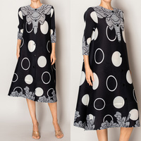 WOMEN'S PLEATED POLKA-DOT MIDI DRESS