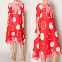 WOMEN'S PLEATED POLKA-DOT MIDI DRESS