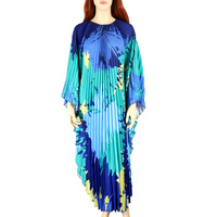 VIBRANT ABSTRACT PLEATED CAFTAN STYLE DRESS