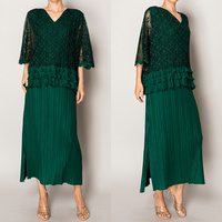 MID SLEEVE WAIST-DEFINED RUFFLE MAXI DRESS