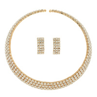 MULTI-ROW RHINESTONE COLLAR NECKLACE SET