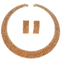 MULTI-ROW RHINESTONE COLLAR NECKLACE SET