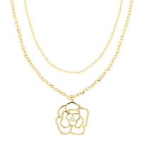 DUAL STRAND ROSE PENDANT CHAIN NECKLACE