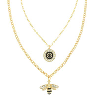 FASHIONISTA DUAL STRAND BEE PENDANT NECKLACE