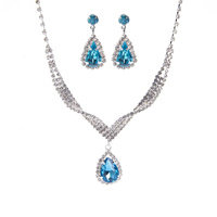 RHINESTONE NECKLACE SET WITH TEARDOP PENDANT