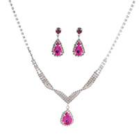 CRYSTAL TEARDROP STATEMENT NECKLACE SET