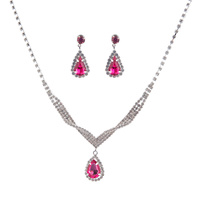 RHINESTONE NECKLACE SET WITH TEARDOP PENDANT