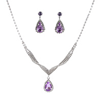 RHINESTONE NECKLACE SET WITH TEARDOP PENDANT