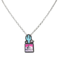 WILD WEST COWBOY TURQUOISE ENAMEL COATED NECKLACE