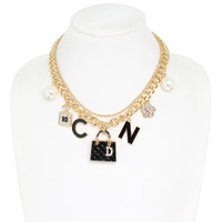 2-ROW FASHIONISTA MULTI CHARM CHAIN NECKLACE