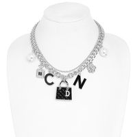 2-ROW FASHIONISTA MULTI CHARM CHAIN NECKLACE