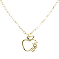 TEACHER'S APPRECIATION OPEN APPLE PENDANT NECKLACE