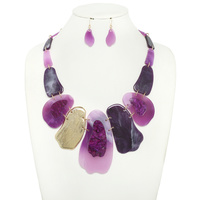 FASHION AGATE GEMSTONE BIB NECKLACE SET