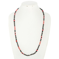 RED AND ONYX PEARL BEAD OPERA NECKLACE