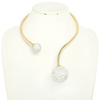 RHINESTONE PAVE BALL OPEN CHOKER NECKLACE