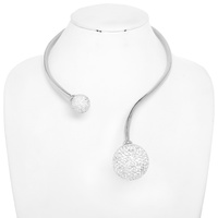 RHINESTONE PAVE BALL OPEN CHOKER NECKLACE