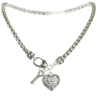 FILIGREE HEART AND KEY CHARM NECKLACE