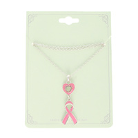 BREAST CANCER AWARENESS PINK RIBBON NECKLACE