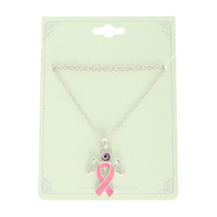 BREAST CANCER AWARENESS PINK RIBBON NECKLACE