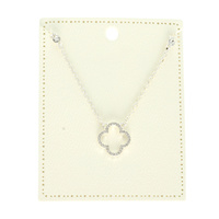 METALLIC RHINESTONE QUATREFOIL CUT OUT NECKLACE