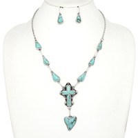 WESTERN CROSS TURQUOISE NECKLACE SET